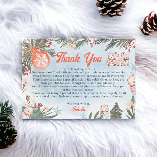 Cute Arctic Animals Winter Christmas baby shower Thank You Card