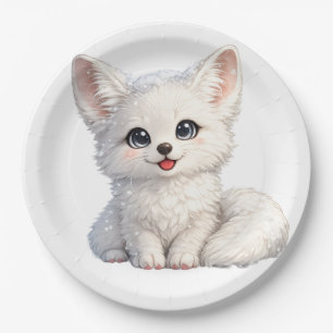 Cute Arctic Fox Cosy Positive Vibes Design Paper Plate