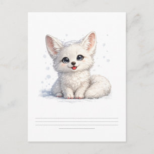 Cute Arctic Fox Cosy Positive Vibes Design Postcard