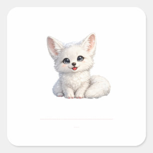 Cute Arctic Fox Cosy Positive Vibes Design Square Sticker