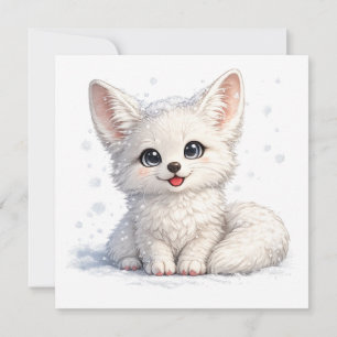 Cute Arctic Fox Cosy Positive Vibes Design Thank You Card