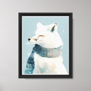 Cute Arctic Fox Nursery Wall Art Watercolor Canvas
