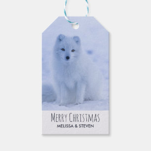 Cute Arctic Fox on Snow Merry Christmas Gift Tags