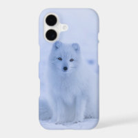Cute Arctic Fox on Snowy Winter Background