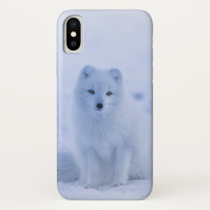 Cute Arctic Fox on Snowy Winter Background iPhone X Case
