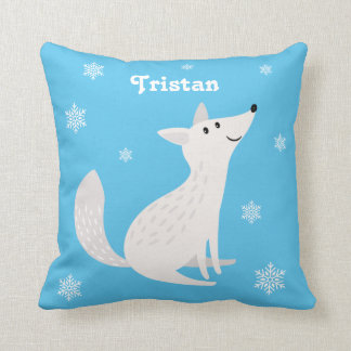 Cute Arctic Fox Snowflake Kid's Bedroom Cushion