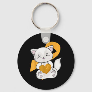 Cute Arctic Fox With Orange Ribbon For Leukaemia A Key Ring