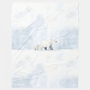 Cute arctic polar bear family fleece blanket