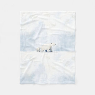 Cute arctic polar bear family fleece blanket