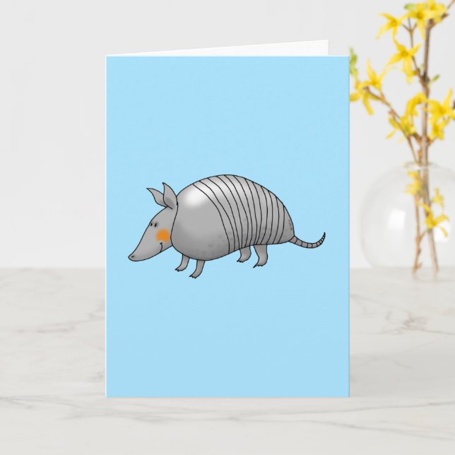 cute armadillo birthday card (Yellow Flower)