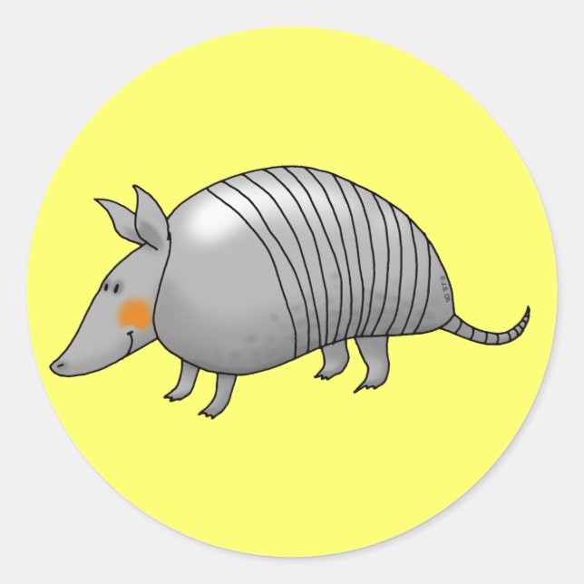 Cute armadillo classic round sticker (Front)