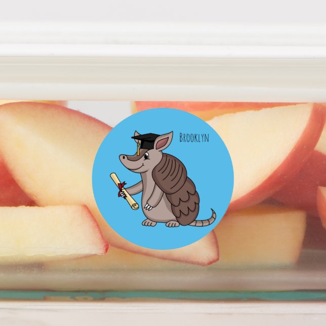 Cute armadillo with graduation cap cartoon (Affixed)