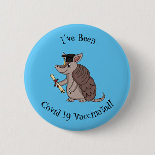 Cute armadillo with graduation cap cartoon 6 cm round badge