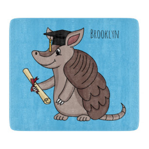 Cute armadillo with graduation cap cartoon  cutting board