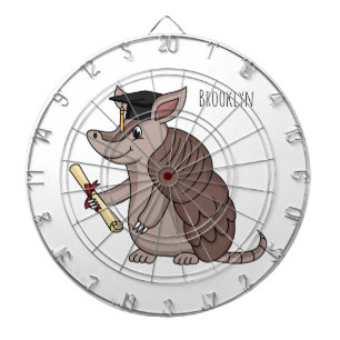 Cute armadillo with graduation cap cartoon dartboard