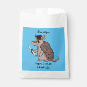 Cute armadillo with graduation cap cartoon favour bag