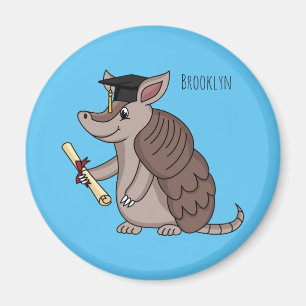 Cute armadillo with graduation cap cartoon  magnet