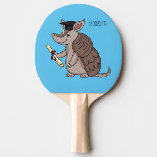 Cute armadillo with graduation cap cartoon  ping pong paddle