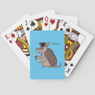 Cute armadillo with graduation cap cartoon playing cards