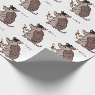 Cute armadillo with graduation cap cartoon wrapping paper