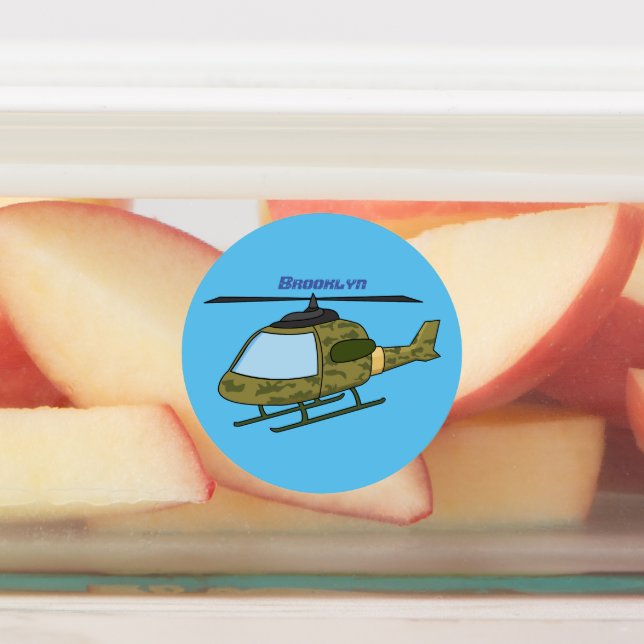 Cute army camoflage helicopter cartoon (Affixed)