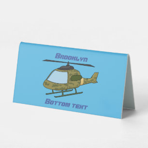 Cute army camoflage helicopter cartoon