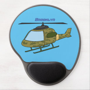 Cute army camoflage helicopter cartoon gel mouse pad