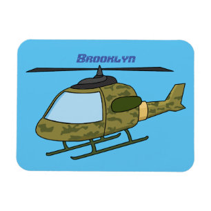Cute army camoflage helicopter cartoon magnet