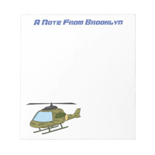 Cute army camoflage helicopter cartoon notepad