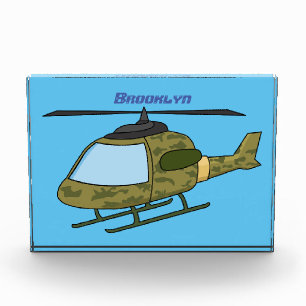 Cute army camoflage helicopter cartoon  photo block