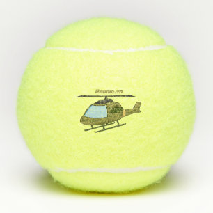 Cute army camoflage helicopter cartoon tennis balls