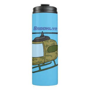 Cute army camoflage helicopter cartoon thermal tumbler