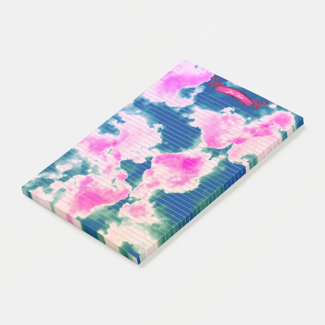 Cute Art Clouds Lined Personalised Post It Notes (Angled)