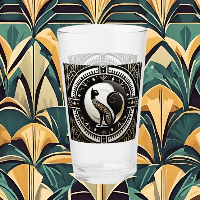 Cute Art Deco cat lovers  Glass (Creator Uploaded)