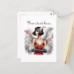 Cute Art Deco lady add text  Postcard