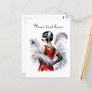 Cute Art Deco lady add text  Postcard