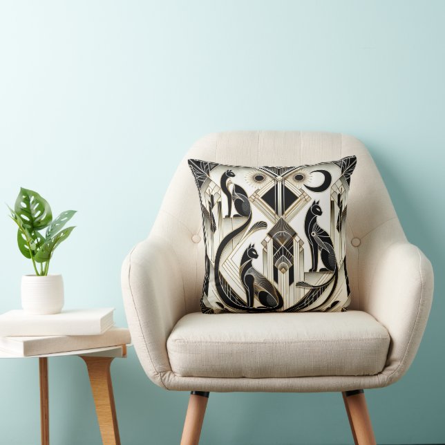 Cute art deco style cats  cushion (Chair)