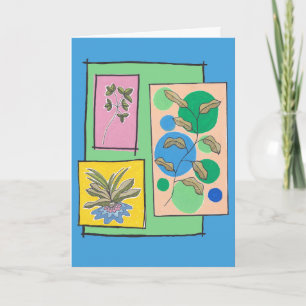 Cute art doodle of three plants, your words inside card