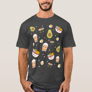 Cute Art For Ramen Noodle Avocado Sushi & Boba Tea T-Shirt