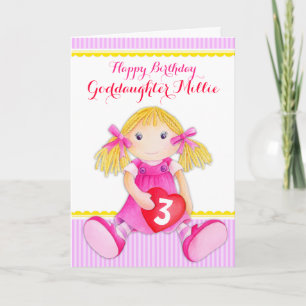 Cute art goddaughter rag doll age birthday card