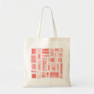 Cute Art Supplies Illustration Coral Red Tote Bag