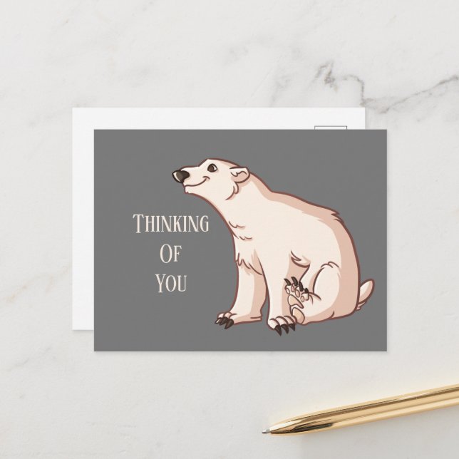 cute Artic polar bear thinking you Postcard (Front/Back In Situ)