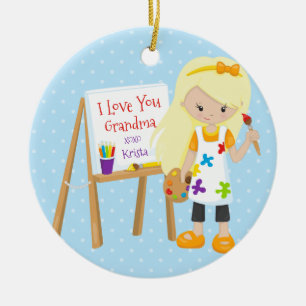 Cute Artist Grandparent Christmas Ornament