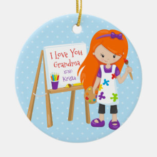 Cute Artist Grandparent Christmas Ornament