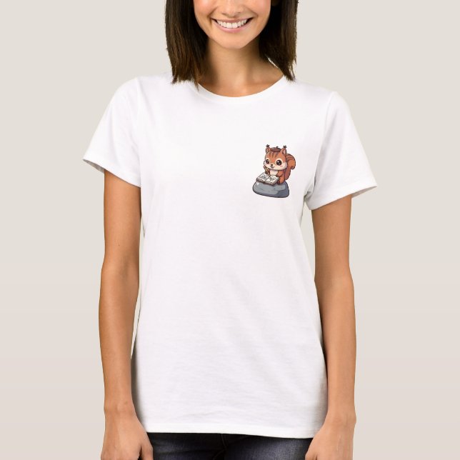 Cute Artist Squirrel Wearing Beret T-Shirt (Front)