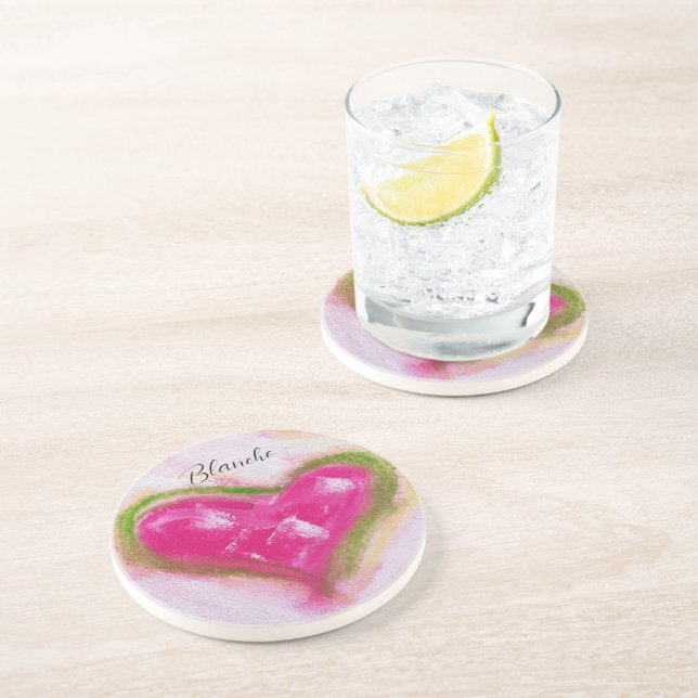 Cute Artistic Hearts Chalk Hand-painted Coaster (Side)