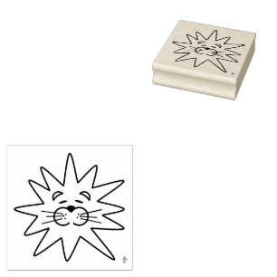 Cute Artistic Lion Face Wood Art Stamp