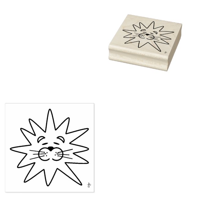 Cute Artistic Lion Face Wood Art Stamp (Stamped)