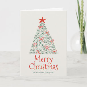 Cute Artistic Merry Christmas Tree Modern Holiday Card