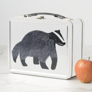 Cute artistic woodland animal Badger Metal Lunch Box